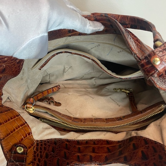 Brahmin Dagny Pecan croc-embossed leather handbag - Picture 15 of 16